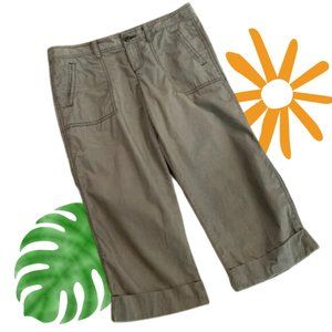 LOFT Olive Crop Cargo Capri Pant Size 4P